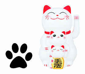 Maneki Neko Chat Porte-Bonheur Blanc 18cm - Freak Scene - Neuf